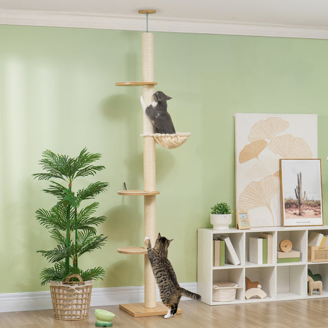 PAWROOM - Adjustable cat tree with hammock, ceiling height 230-250cm