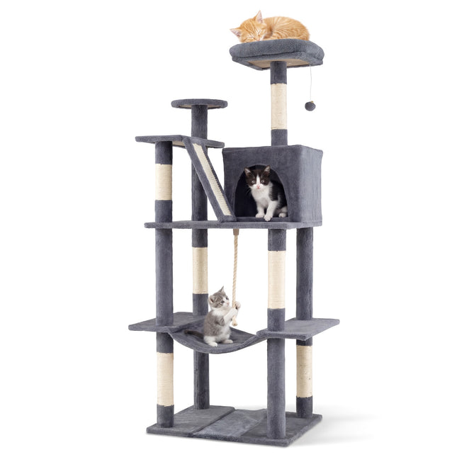 PAWROOM - Cat Tree 158cm with Hammock and Scratching Posts, Dark Grey