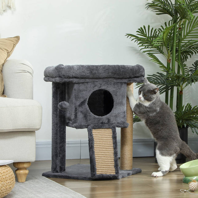 PAWROOM - Cat Tree with Jute Scratching Mat, Beige, 40x40x57 cm