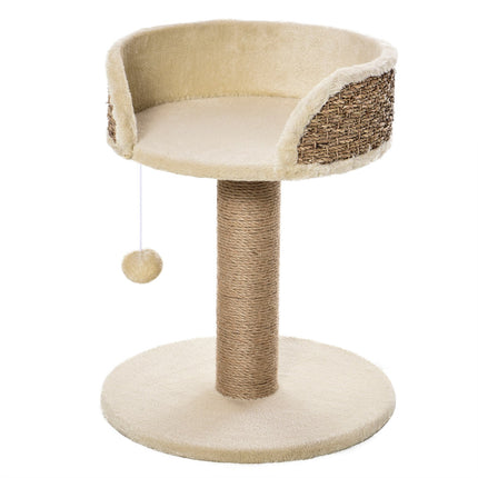 PAWROOM - Liten Skrapestolpe, 49 Cm Kattetre, Katteskrapestolpe Med Lekeball, Liggeunderlag, Klatretre For Katter Opp Til 4 Kg, Kattemøbler, Jute, Kaffe