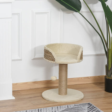 PAWROOM - Liten Skrapestolpe, 49 Cm Kattetre, Katteskrapestolpe Med Lekeball, Liggeunderlag, Klatretre For Katter Opp Til 4 Kg, Kattemøbler, Jute, Kaffe