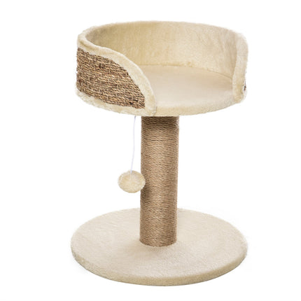 PAWROOM - Liten Skrapestolpe, 49 Cm Kattetre, Katteskrapestolpe Med Lekeball, Liggeunderlag, Klatretre For Katter Opp Til 4 Kg, Kattemøbler, Jute, Kaffe