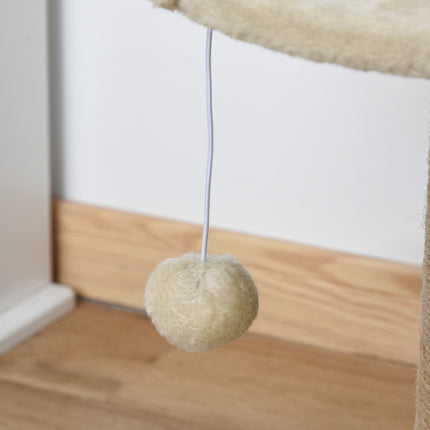 PAWROOM - Liten Skrapestolpe, 49 Cm Kattetre, Katteskrapestolpe Med Lekeball, Liggeunderlag, Klatretre For Katter Opp Til 4 Kg, Kattemøbler, Jute, Kaffe