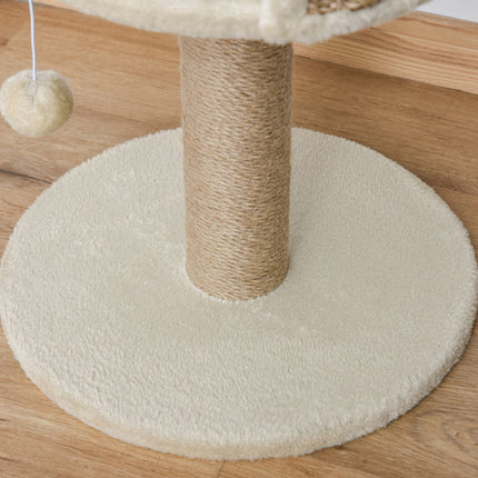 PAWROOM - Liten Skrapestolpe, 49 Cm Kattetre, Katteskrapestolpe Med Lekeball, Liggeunderlag, Klatretre For Katter Opp Til 4 Kg, Kattemøbler, Jute, Kaffe