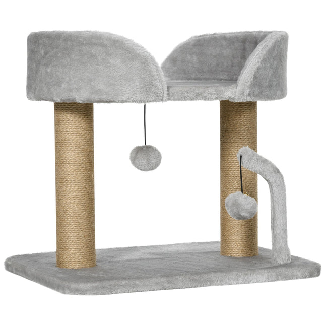 PAWROOM - Kloretre til klore i jute, 42 cm, plattform, grått