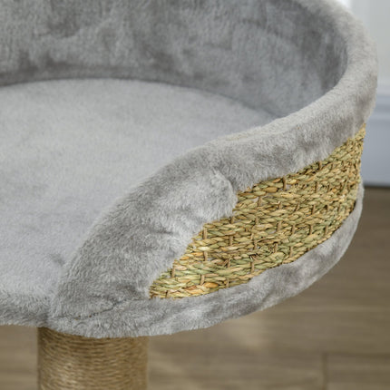PAWROOM - Liten skrapestolpe, 49 cm kattetre, katteklodestolpe med lekeball, liggeplass, klatretre for katter opp til 4 kg, kattemøbler, jute grå Aosom