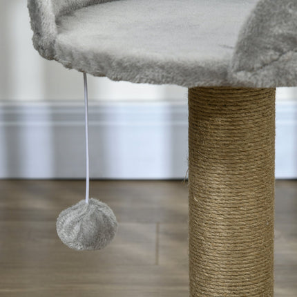 PAWROOM - Liten skrapestolpe, 49 cm kattetre, katteklodestolpe med lekeball, liggeplass, klatretre for katter opp til 4 kg, kattemøbler, jute grå Aosom