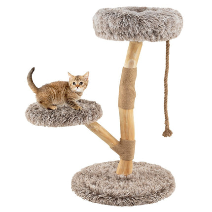 PAWROOM - Kattetre med 3 plysjplattformer, jutestolper, 90 cm