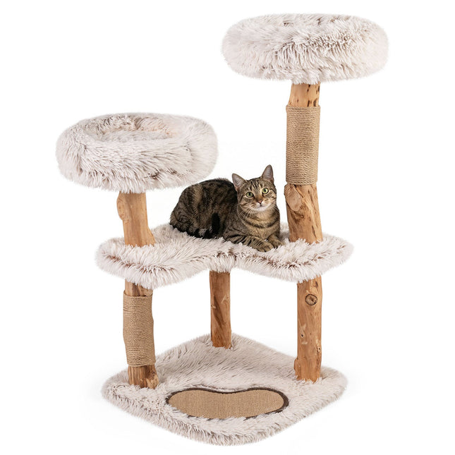 PAWROOM - Kloretre med klorebrett i heltre og jute, 101 cm