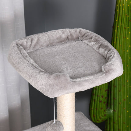 PAWROOM - Skrapestolpe Med Kattehule Og Stige, Multi-Level, E1 Mdf Sisal, Lys Grå, 60X48X122Cm