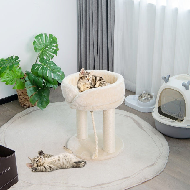 PAWROOM - Cat tree cat skrapestolpe med mykt sete sisal tårn for katter beige
