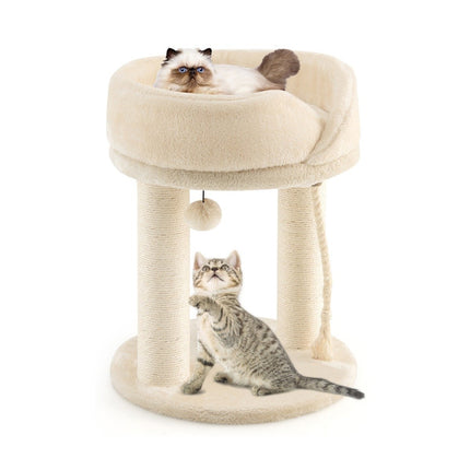 PAWROOM - Cat tree cat scratching post with soft seat sisal tower for cats beige