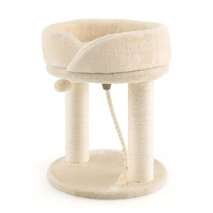 PAWROOM - Cat tree cat scratching post with soft seat sisal tower for cats beige