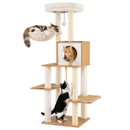PAWROOM - Høyt klostre med sisalstolper og koselig hule, 148 cm