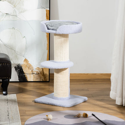 PAWROOM - Light Blue Sisal Cat Play Tree, 91cm, 30kg Capacity