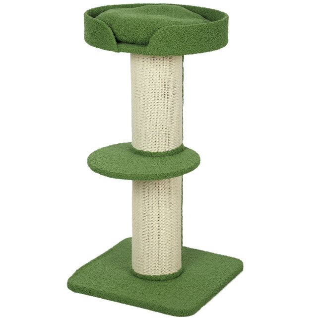 PAWROOM - Cat Tree 91cm with Bed, Platforms, Sisal Posts, Green