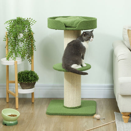 PAWROOM - Kattetre 91cm med seng, plattformer, sisalstolper, grønn