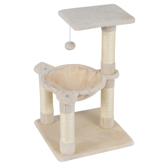 PAWROOM - Klotreet med hengekøye og sisalstolper, 64 cm beige