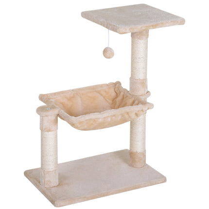 PAWROOM - Klatretre Beige Skrapestolpe Sisal-Søyle Plysjhengekøye 50X36X70Cm