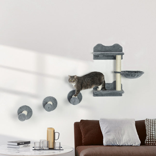 PAWROOM - Cat tree with jumping tower, 3 scratching posts, hammock