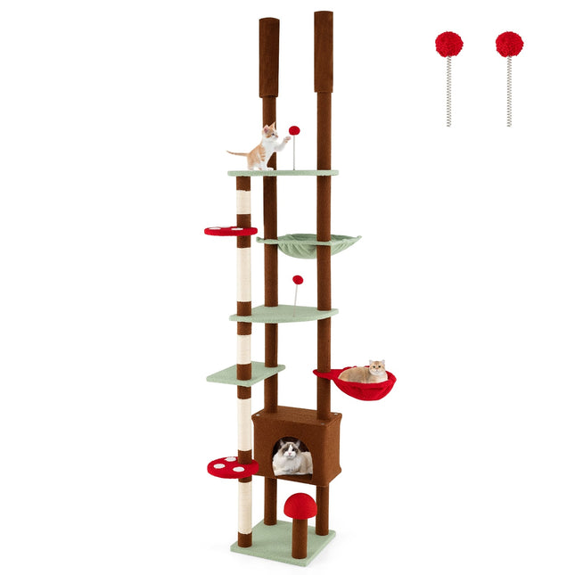 PAWROOM - Ceiling-High Cat Tree with Hammock & Sisal Posts