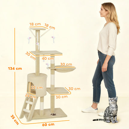 PAWROOM - Kloetre med hule, sisalstolper, leker, beige, katter <5kg