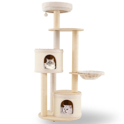 PAWROOM - Cat Tree with 2 Houses, Basket, Sisal Posts, 152 cm