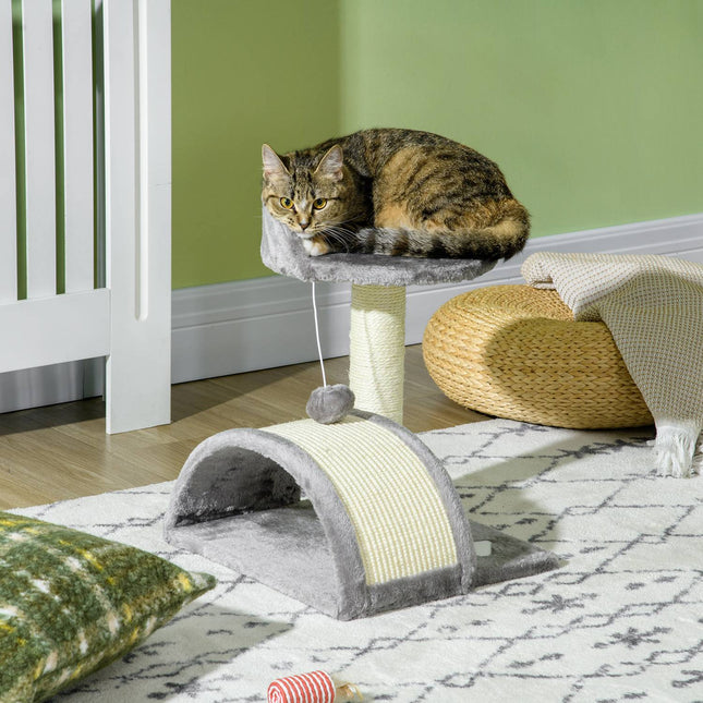 PAWROOM - Kattskrapetre med sisal og plysj, grå, 35,5x37x46 cm