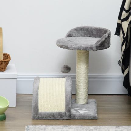 PAWROOM - Kattskrapetre med sisal og plysj, grå, 35,5x37x46 cm