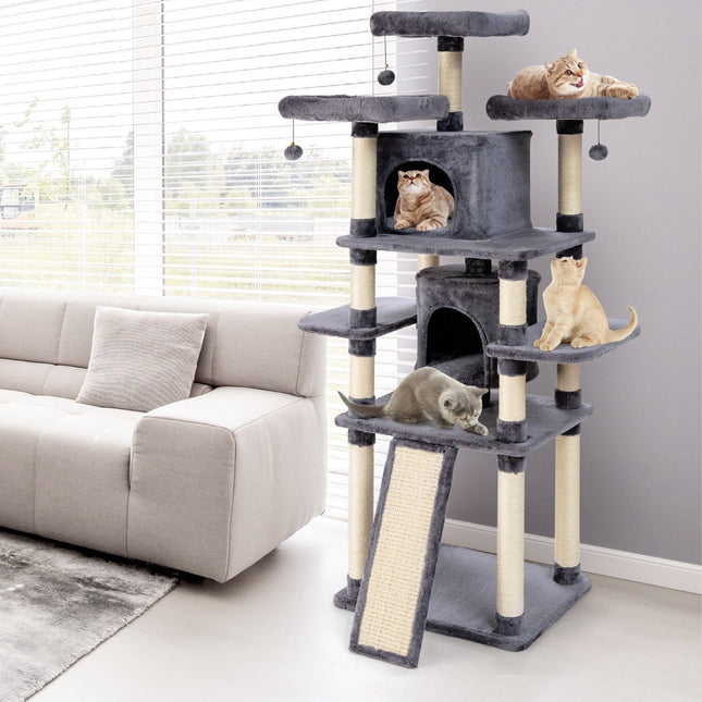 PAWROOM - 170 cm skrapestolpe, klatretre, kattetre, katteskrapestolpe, skrapemøbler, skrapestolper, hule med lekeballer