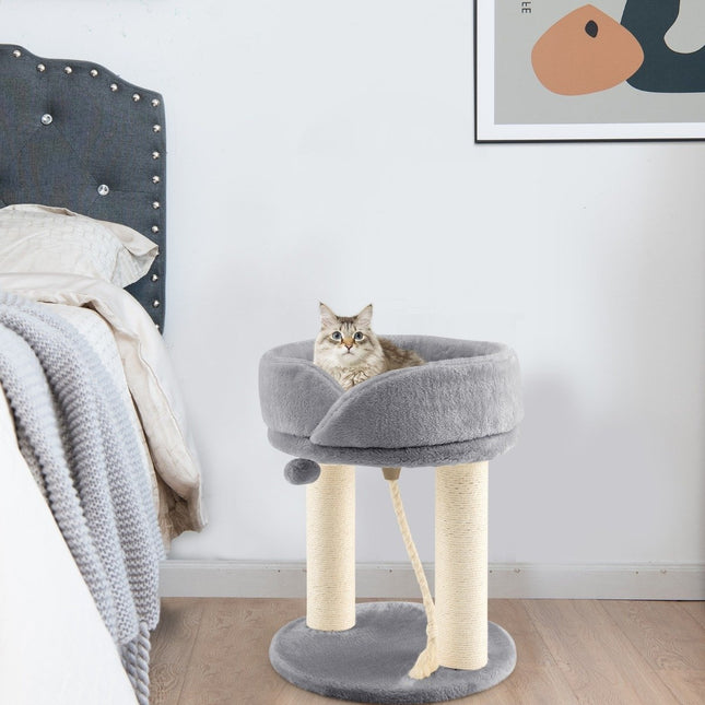 PAWROOM - Cat tree cat skrapestolpe med mykt sete sisal tårn for katter grå