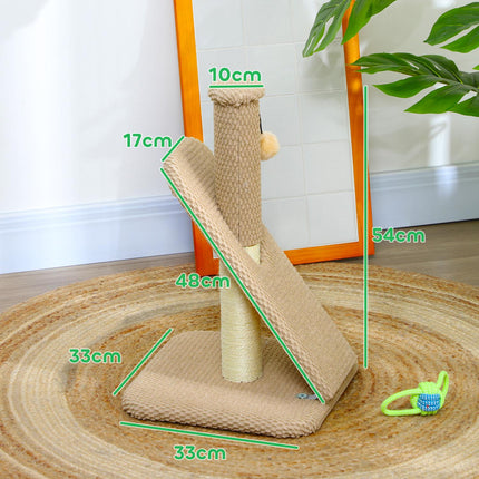 PAWROOM - Cat scratching post, 54 cm sisal, cream white with play ball