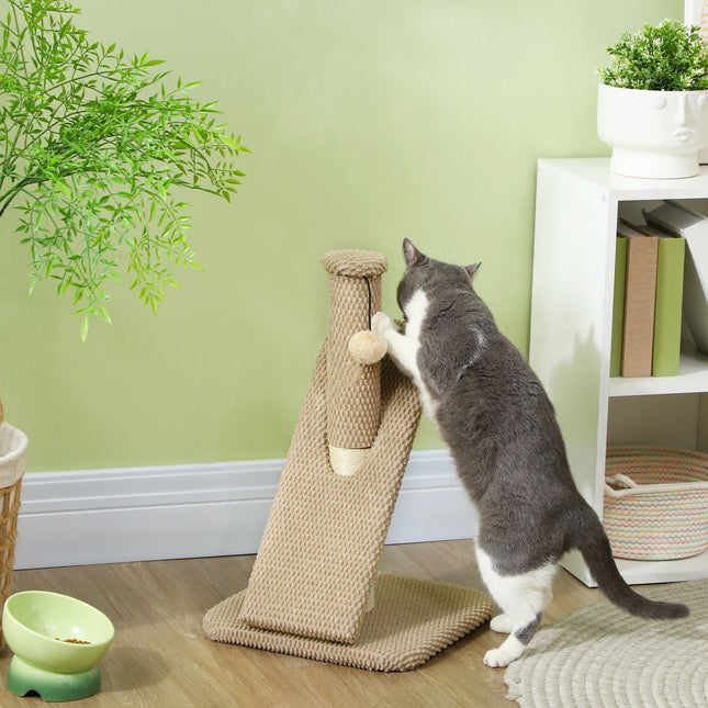 PAWROOM - Kløestolpe, 54cm skrapestolpe, sisal katt skrapestolpe med lekeball, skrapestolpe for katter, kattekløemøbler, innendørs, kremhvit