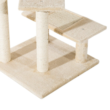 PAWROOM - Skrapestolpe Med Sisal-Søyler, Katteskrapestolpe, Katteklatre, Kattetre, Beige, 50 X 50 X 100 Cm