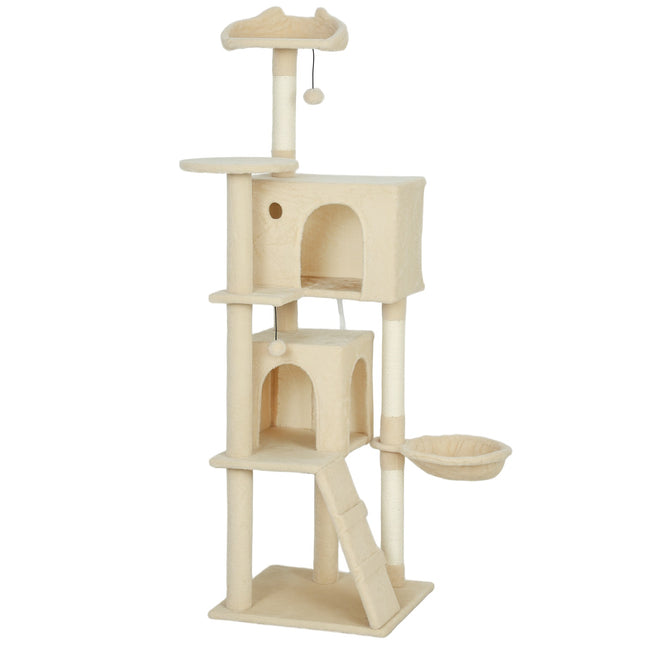 PAWROOM - Cat Tree 160 cm with Hammock, Ladder, Cave, Sisal Posts