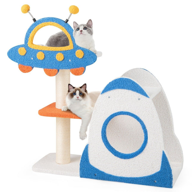 PAWROOM - Kløestolpe med UFO-plattform og sisal-skrapestolper katt-skrapestolpe kattetre-klatretre