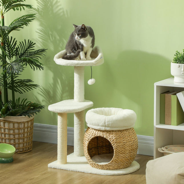PAWROOM - Cat tree with cave and beds, scratching posts, cream, up to 5 kg