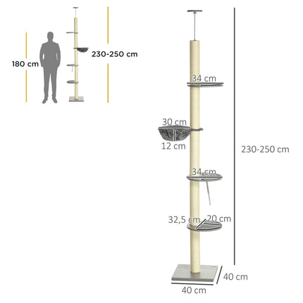 PAWROOM - Adjustable roof scraper pole, 230-250 cm, grey/cream