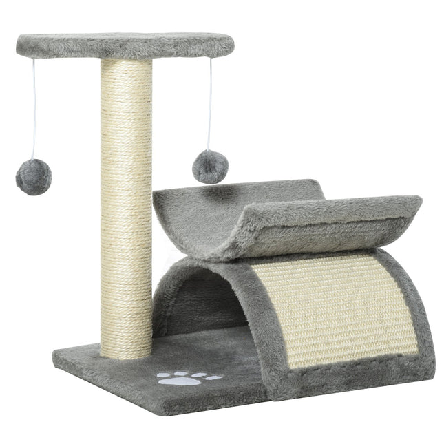 PAWROOM - Katte Skrapestolpe, Leke- Og Skrapestolpe Med Lekeball, Lys Grå, L40Xb30Xh43 Cm