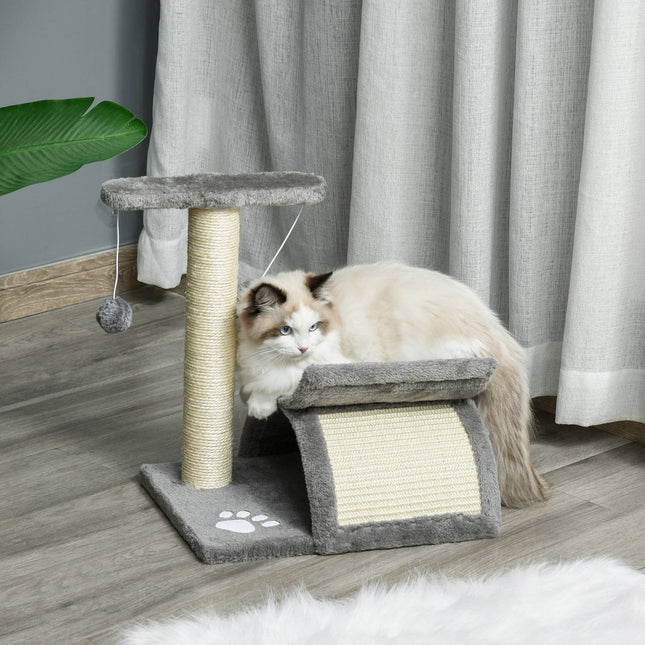 PAWROOM - Katte Skrapestolpe, Leke- Og Skrapestolpe Med Lekeball, Lys Grå, L40Xb30Xh43 Cm