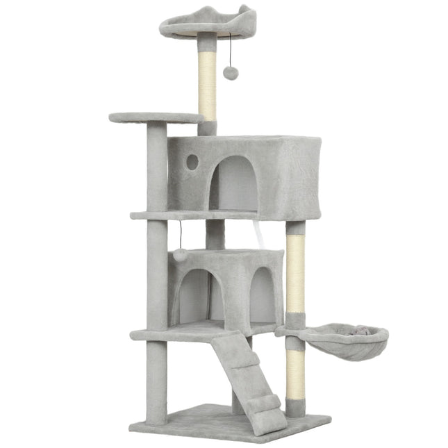 PAWROOM - Cat Tree 140 cm, Multi-Level, Sisal Posts, Hammock