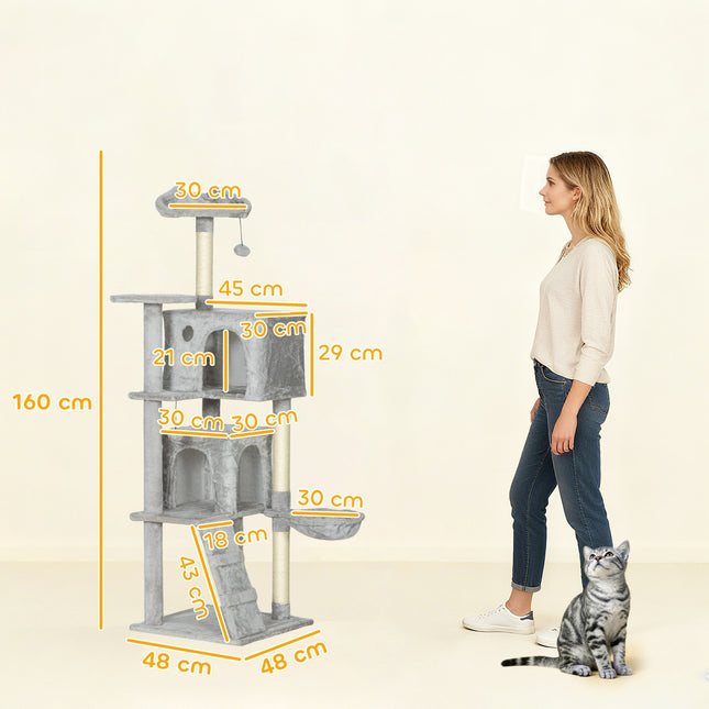 PAWROOM - Kloetre 160 cm, flernivå, sisalstolper, hengekøye, plattformer