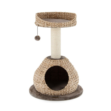 PAWROOM - Small cat tree with cave & natural sisal & handmade basket φ 48 x 70.5 cm