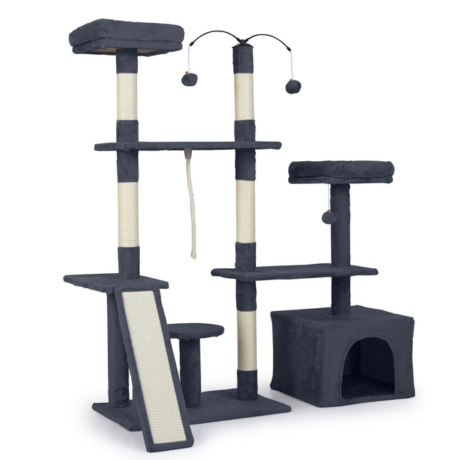 PAWROOM - Cat Tree with Rotating Design, Condo & Ramp, Dark Grey