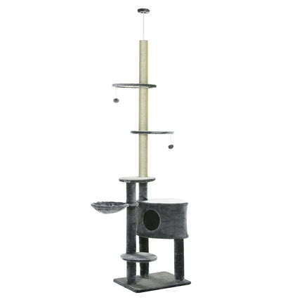 PAWROOM - Cat climbing frame, ceiling-high sisal pole, dark grey