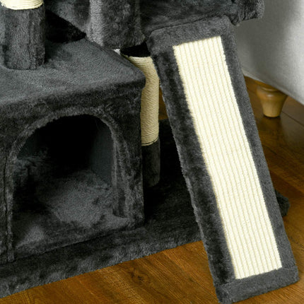 PAWROOM - Kattetre Med Sisal-Søyler, Skrapestolpe, Katteklatre, Kattetre, Mørkegrå, 59 X 39 X 83 Cm