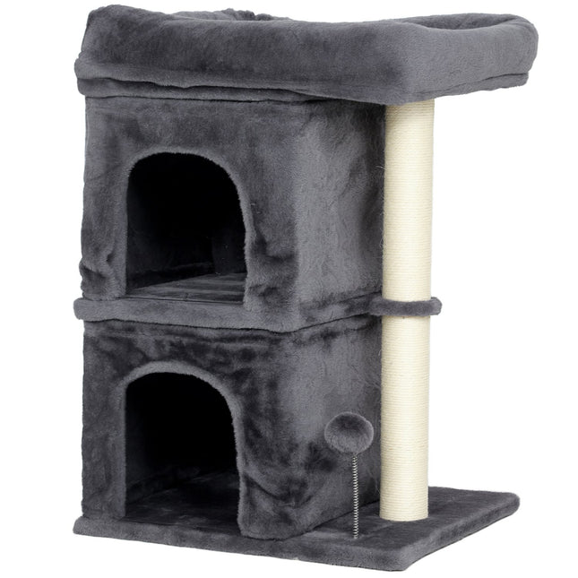 PAWROOM - Cat Tree with 2 Caves, Platform, Sisal Posts, Dark Gray