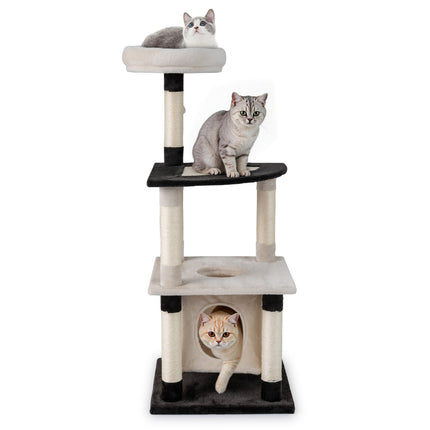 PAWROOM - Multi-Level Cat Tree With Sisal Scratcher, Condo, Beige