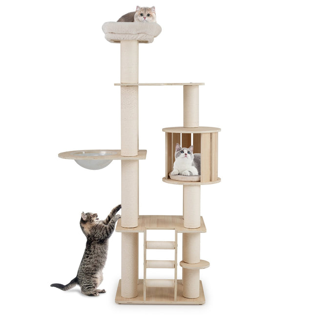 PAWROOM - Cat Tree 185 cm with Thick Posts, Hideaway & Capsule