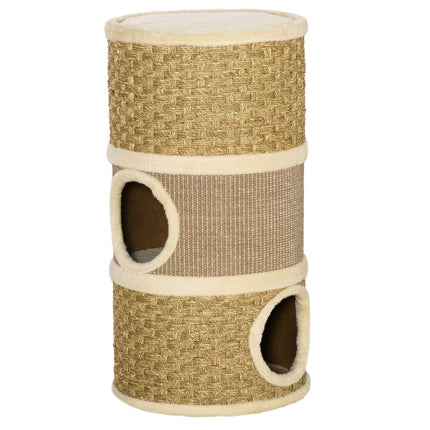 PAWROOM - Cat Scratching Barrel, 3-Level Sisal Plush, 37.5x70 cm